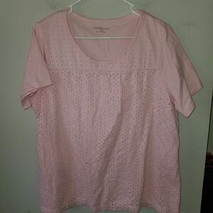 Croft & Barrow Pink Eyelet Blouse